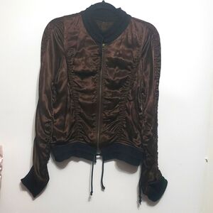 Billy Blue Choc Brown Gotham Ruched Shirred Body Jacket